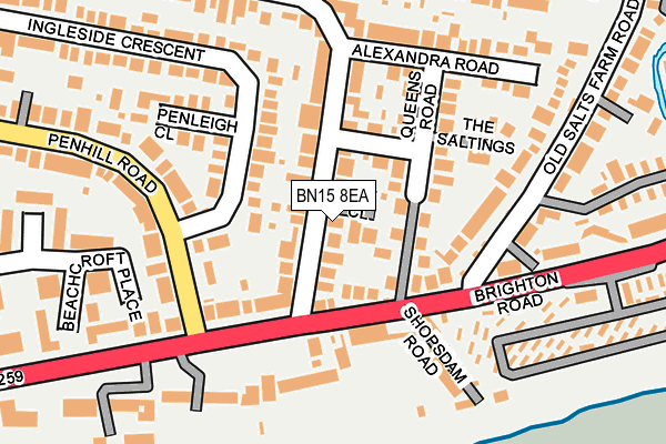 BN15 8EA map - OS OpenMap – Local (Ordnance Survey)