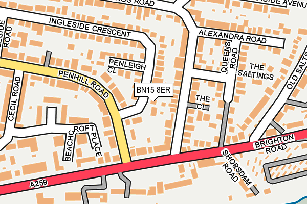 BN15 8ER map - OS OpenMap – Local (Ordnance Survey)
