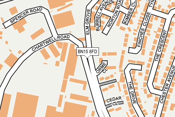 BN15 8FD map - OS OpenMap – Local (Ordnance Survey)