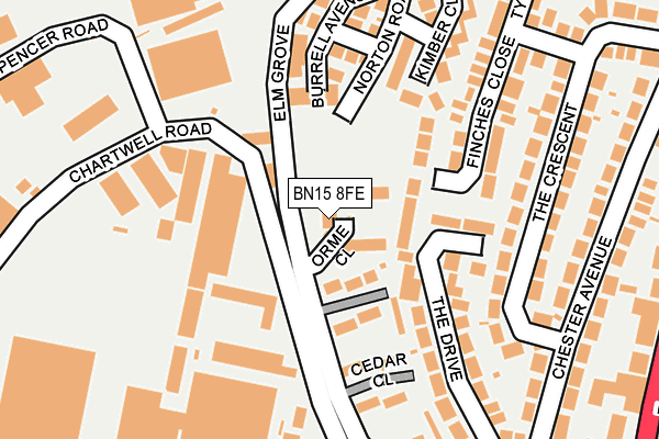 BN15 8FE map - OS OpenMap – Local (Ordnance Survey)