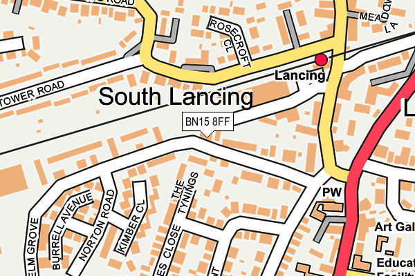 BN15 8FF map - OS OpenMap – Local (Ordnance Survey)