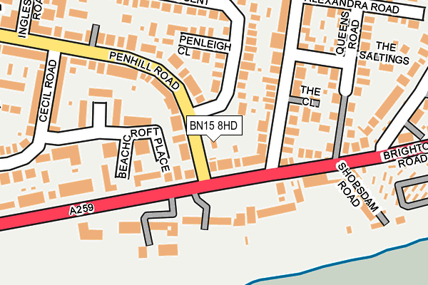 BN15 8HD map - OS OpenMap – Local (Ordnance Survey)