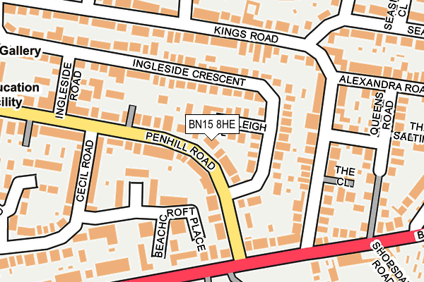 BN15 8HE map - OS OpenMap – Local (Ordnance Survey)
