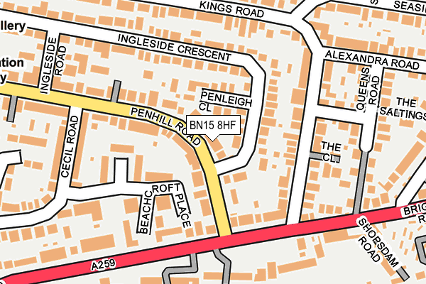 BN15 8HF map - OS OpenMap – Local (Ordnance Survey)