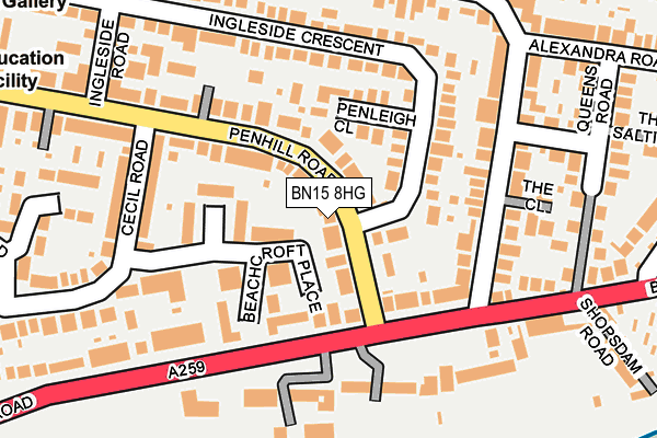 BN15 8HG map - OS OpenMap – Local (Ordnance Survey)