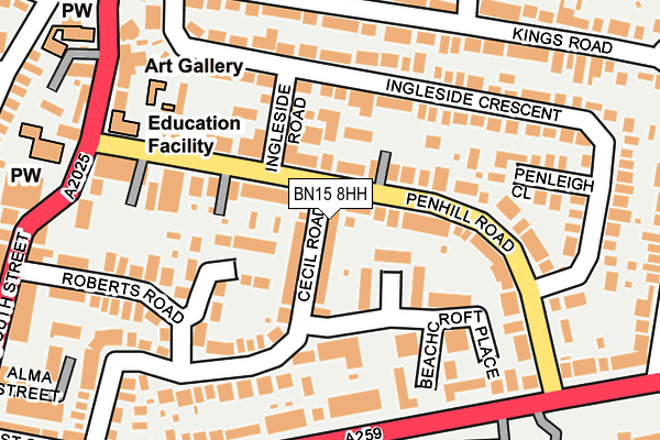 BN15 8HH map - OS OpenMap – Local (Ordnance Survey)