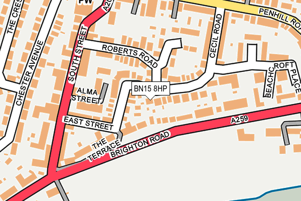 BN15 8HP map - OS OpenMap – Local (Ordnance Survey)