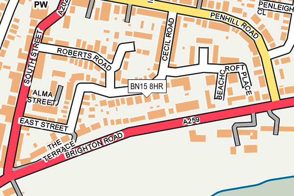 BN15 8HR map - OS OpenMap – Local (Ordnance Survey)