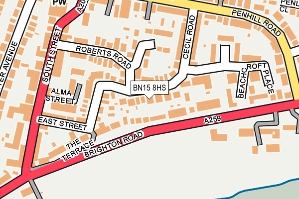 BN15 8HS map - OS OpenMap – Local (Ordnance Survey)