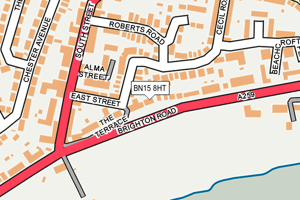 BN15 8HT map - OS OpenMap – Local (Ordnance Survey)
