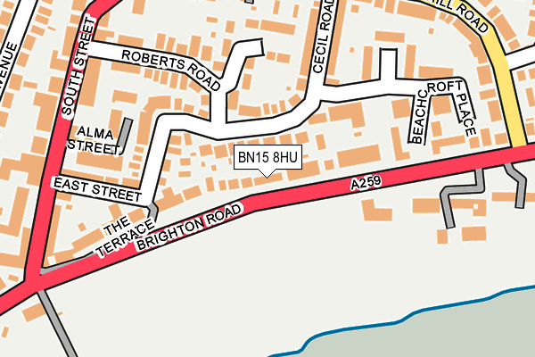 BN15 8HU map - OS OpenMap – Local (Ordnance Survey)