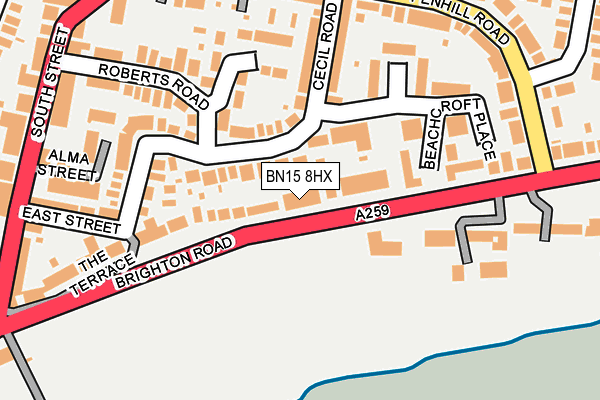 BN15 8HX map - OS OpenMap – Local (Ordnance Survey)