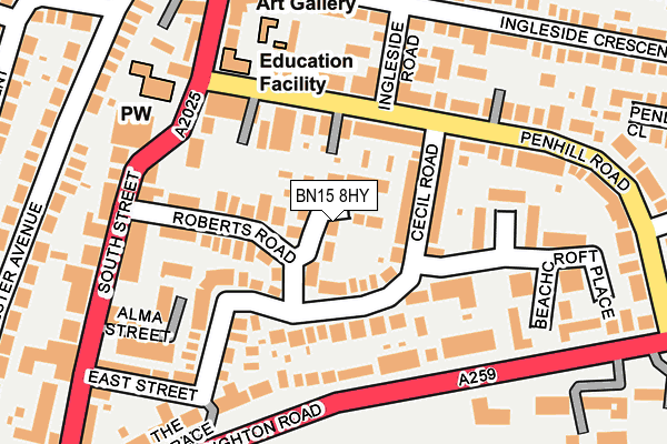BN15 8HY map - OS OpenMap – Local (Ordnance Survey)