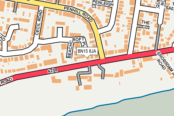 BN15 8JA map - OS OpenMap – Local (Ordnance Survey)