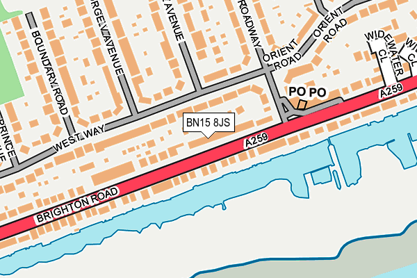 BN15 8JS map - OS OpenMap – Local (Ordnance Survey)