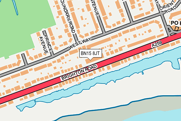 BN15 8JT map - OS OpenMap – Local (Ordnance Survey)