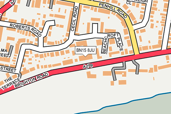 BN15 8JU map - OS OpenMap – Local (Ordnance Survey)