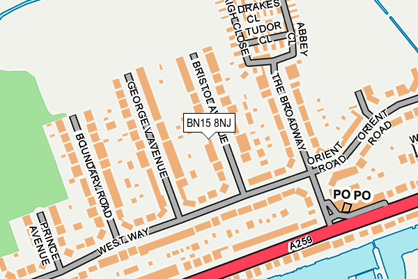 BN15 8NJ map - OS OpenMap – Local (Ordnance Survey)