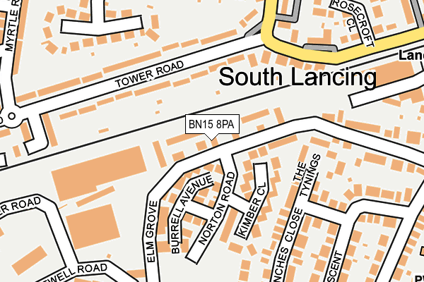BN15 8PA map - OS OpenMap – Local (Ordnance Survey)