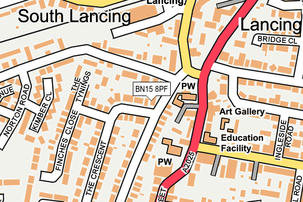 BN15 8PF map - OS OpenMap – Local (Ordnance Survey)