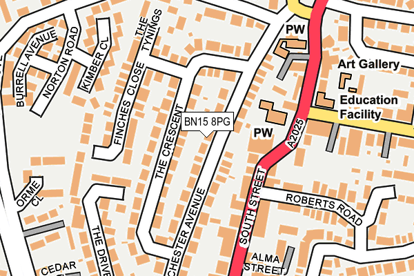 BN15 8PG map - OS OpenMap – Local (Ordnance Survey)