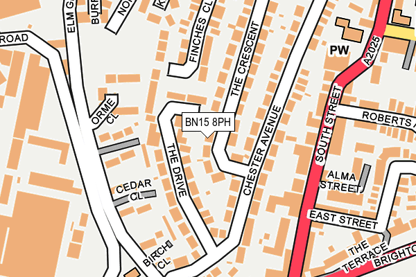 BN15 8PH map - OS OpenMap – Local (Ordnance Survey)