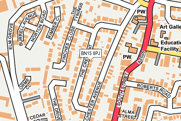 BN15 8PJ map - OS OpenMap – Local (Ordnance Survey)