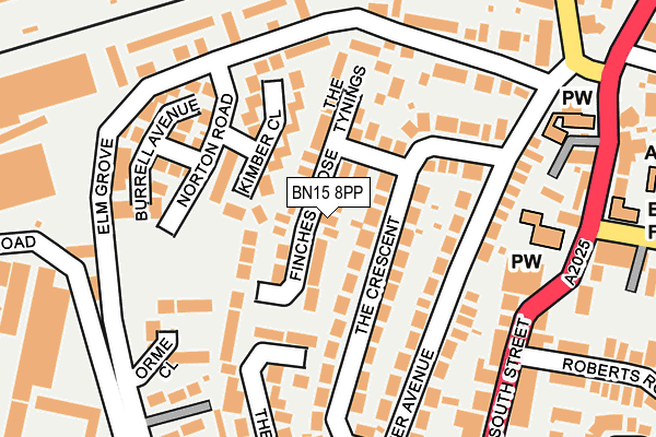 BN15 8PP map - OS OpenMap – Local (Ordnance Survey)