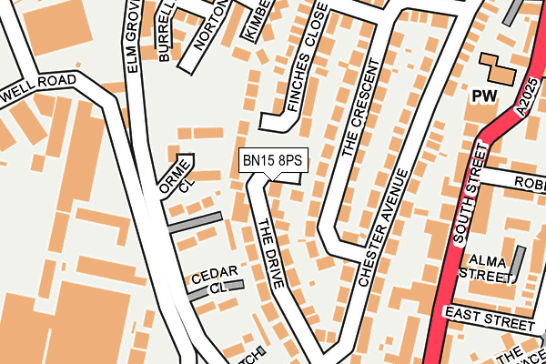 BN15 8PS map - OS OpenMap – Local (Ordnance Survey)