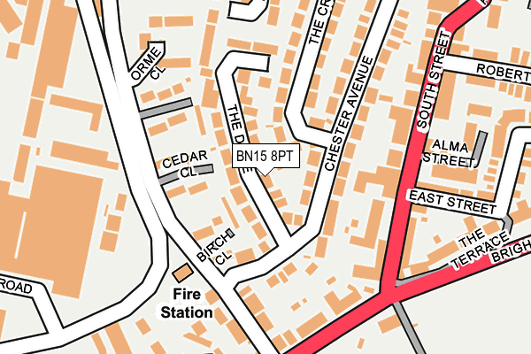 BN15 8PT map - OS OpenMap – Local (Ordnance Survey)