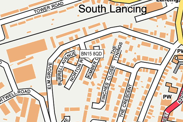 BN15 8QD map - OS OpenMap – Local (Ordnance Survey)