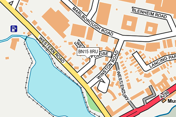 BN15 8RU map - OS OpenMap – Local (Ordnance Survey)