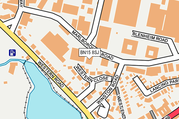 BN15 8SJ map - OS OpenMap – Local (Ordnance Survey)