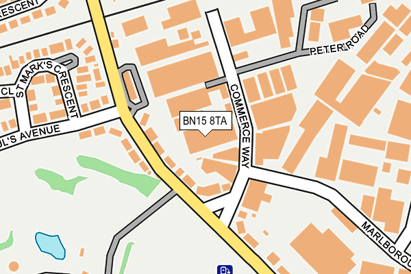 BN15 8TA map - OS OpenMap – Local (Ordnance Survey)