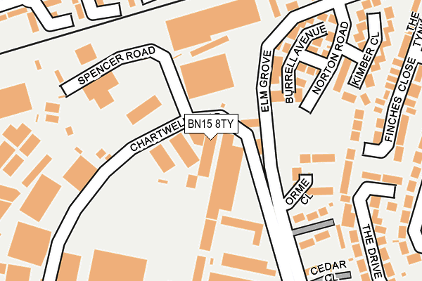BN15 8TY map - OS OpenMap – Local (Ordnance Survey)