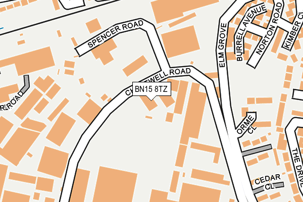 BN15 8TZ map - OS OpenMap – Local (Ordnance Survey)