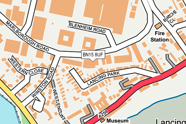 BN15 8UF map - OS OpenMap – Local (Ordnance Survey)