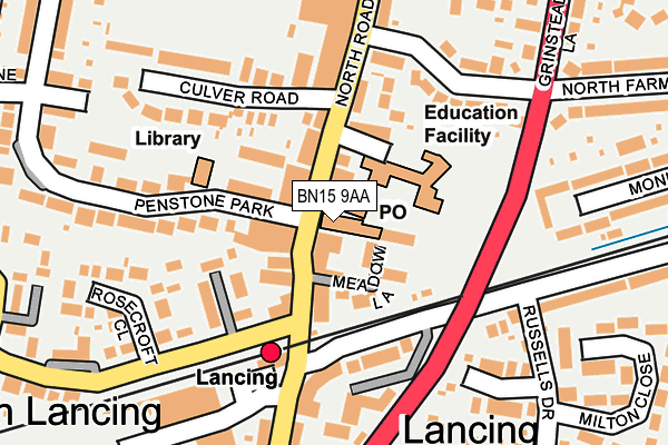 BN15 9AA map - OS OpenMap – Local (Ordnance Survey)