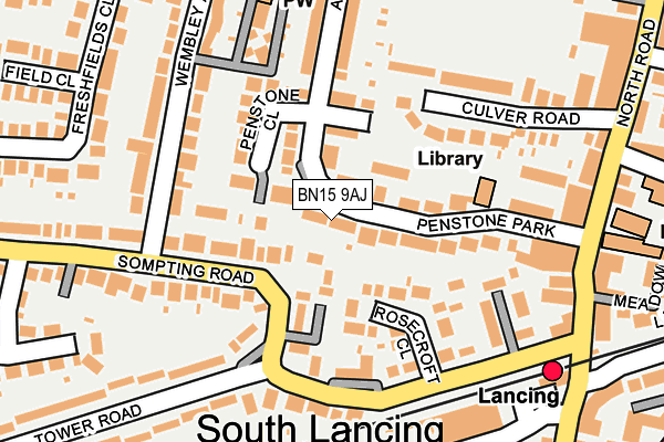 BN15 9AJ map - OS OpenMap – Local (Ordnance Survey)