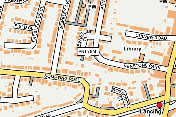 BN15 9AL map - OS OpenMap – Local (Ordnance Survey)