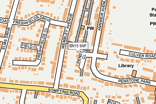 BN15 9AP map - OS OpenMap – Local (Ordnance Survey)
