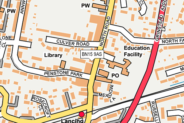BN15 9AS map - OS OpenMap – Local (Ordnance Survey)