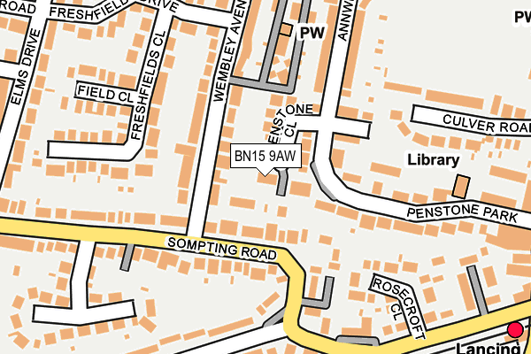 BN15 9AW map - OS OpenMap – Local (Ordnance Survey)