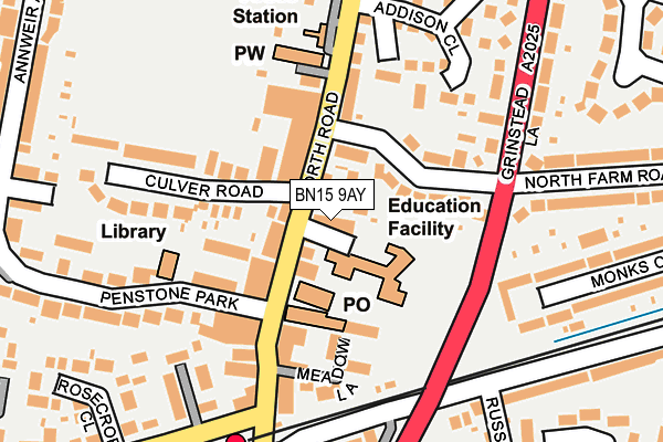 BN15 9AY map - OS OpenMap – Local (Ordnance Survey)