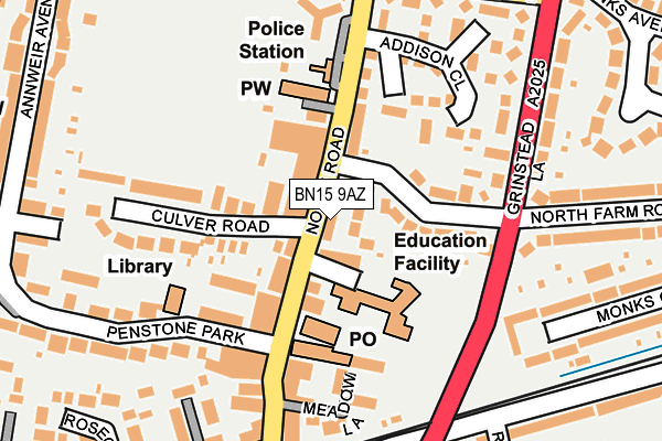 BN15 9AZ map - OS OpenMap – Local (Ordnance Survey)