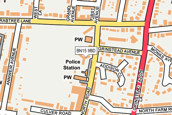 BN15 9BD map - OS OpenMap – Local (Ordnance Survey)