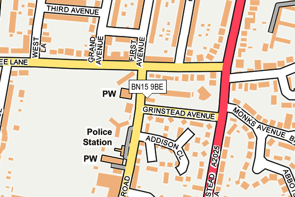 BN15 9BE map - OS OpenMap – Local (Ordnance Survey)