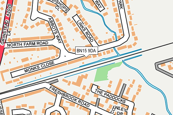 BN15 9DA map - OS OpenMap – Local (Ordnance Survey)