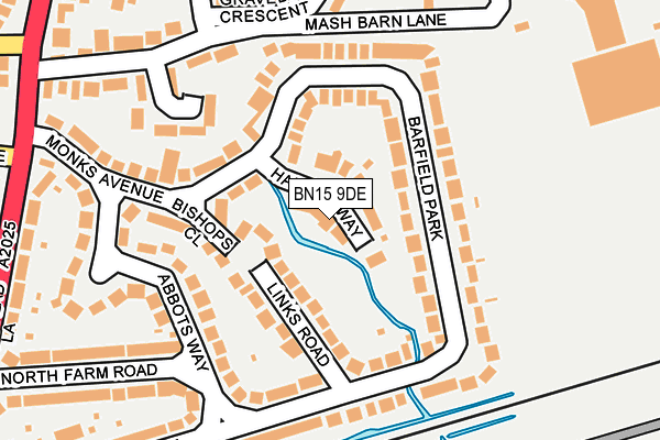 BN15 9DE map - OS OpenMap – Local (Ordnance Survey)