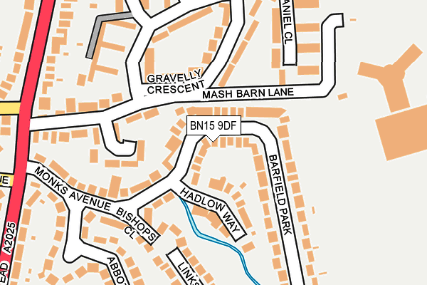 BN15 9DF map - OS OpenMap – Local (Ordnance Survey)